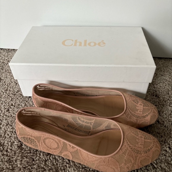 Chloe Lace flat Ballerinas size 38 Excellent Condition with Original Box nude - Picture 2 of 4